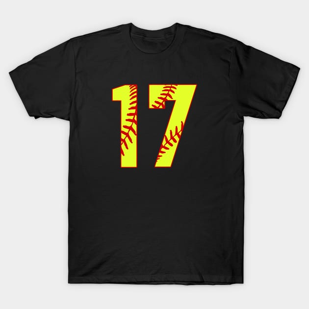 Fastpitch Softball Number 17 #17 Softball Shirt Jersey Uniform Favorite Player Biggest Fan T-Shirt by TeeCreations